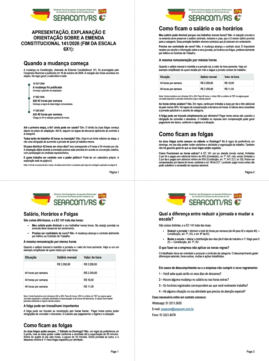 FIM DA ESCALA 6X1 - APRESENTAÇÃO, EXPLANAÇÃO E ORIENTAÇÕES